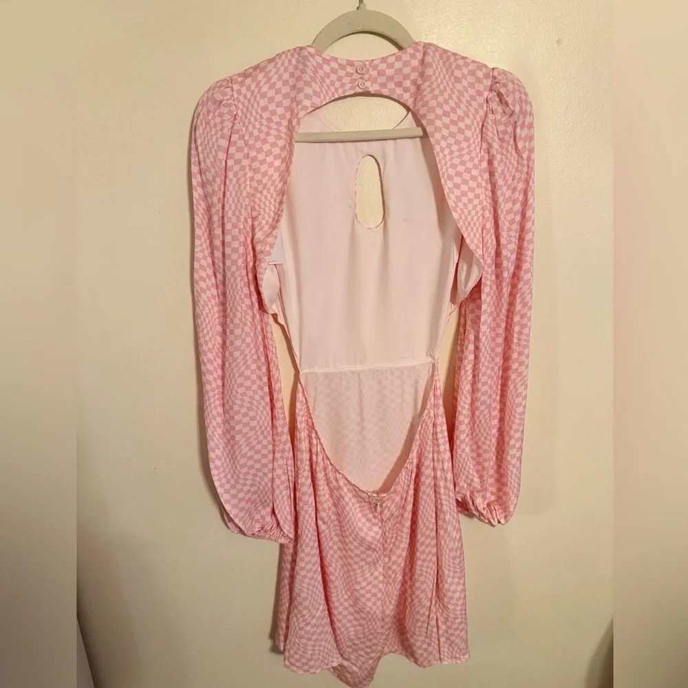 The Wolf Gang Keyhole Mini Dress Pink Cutout Long Sleeve NWT M Event Easter - Picture 3 of 8